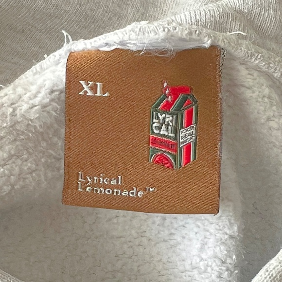 Lyrical Lemonade Lyrics Lemonade Carton Patch Pullover Grey Hoodie Size XL - Picture 11 of 14